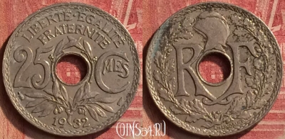 Франция 25 сантимов 1932 года, KM# 867a, 227m-045