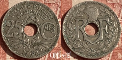 Франция 25 сантимов 1932 года, KM# 867a, 240p-092