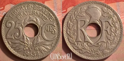 Франция 25 сантимов 1932 года, KM# 867a, 243m-031 ♛