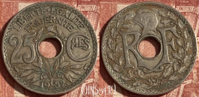 Франция 25 сантимов 1932 года, KM# 867a, 247p-107 ♛