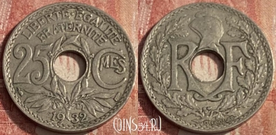 Франция 25 сантимов 1932 года, KM# 867a, 253q-134 ♛