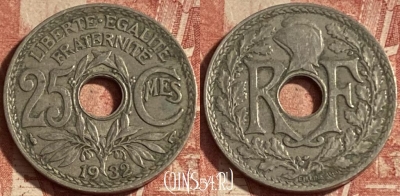 Франция 25 сантимов 1932 года, KM# 867a, 262p-078 ♛