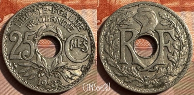 Франция 25 сантимов 1932 года, KM# 867a, 327s-107