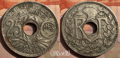 Франция 25 сантимов 1932 года, KM# 867a, 344s-095