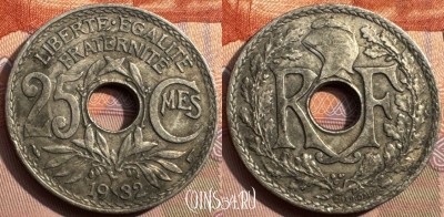 Франция 25 сантимов 1932 года, KM# 867a, 345s-056