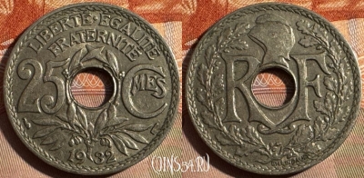 Франция 25 сантимов 1932 года, KM# 867a, 350s-117