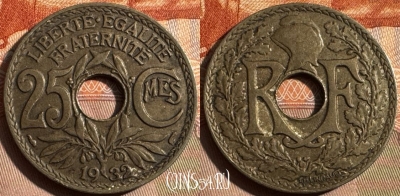 Франция 25 сантимов 1932 года, KM# 867a, 355s-044