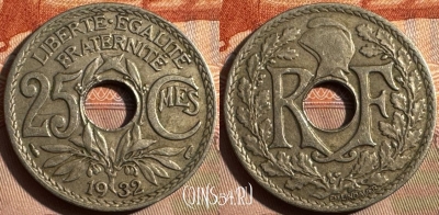Франция 25 сантимов 1932 года, KM# 867a, 355s-068