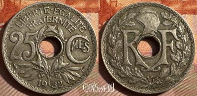 Франция 25 сантимов 1932 года, KM# 867a, 370s-092 ♛