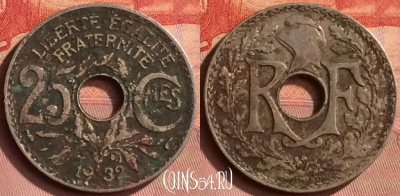 Франция 25 сантимов 1932 года, KM# 867a, 398o-028