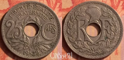 Франция 25 сантимов 1932 года, KM# 867a, 442o-068