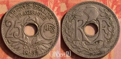 Франция 25 сантимов 1932 года, KM# 867a, 442o-119