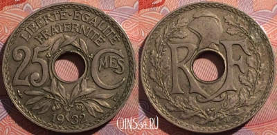 Франция 25 сантимов 1932 года, KM# 867a, a099-002