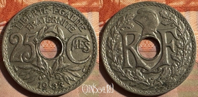 Франция 25 сантимов 1933 года, KM# 867a, 351s-065