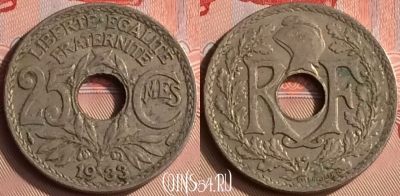 Франция 25 сантимов 1933 года, KM# 867a, 398-058