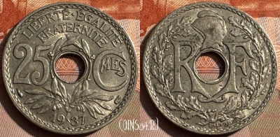 Франция 25 сантимов 1937 года, KM# 867a, 324s-020 ♛