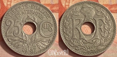 Франция 25 сантимов 1937 года, KM# 867a, 410o-109 ♛