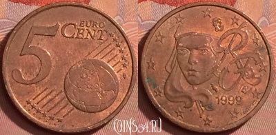 Франция 5 евроцентов 1999 года, KM# 1284, 293l-057