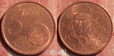 Франция 5 евроцентов 1999 года, KM# 1284, 409-086