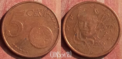 Франция 5 евроцентов 2000 года, KM# 1284, 427-029