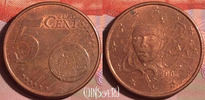 Франция 5 евроцентов 2003 года, KM# 1284, 334i-122