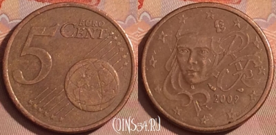 Франция 5 евроцентов 2009 года, KM# 1284, 361k-084