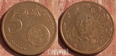 Франция 5 евроцентов 2012 года, KM# 1284, 097p-065