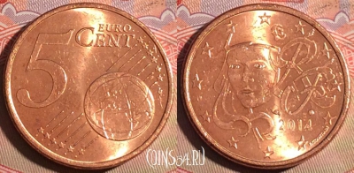 Франция 5 евроцентов 2014 года, KM# 1284, 224a-003