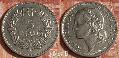 Франция 5 франков 1935 года, KM# 888, 250p-076 ♛