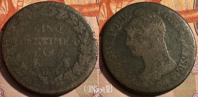 Франция 5 сантимов 1796 L'AN5, KM# 640, 330s-073 ♛
