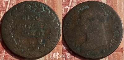 Франция 5 сантимов 1796 L'AN5 R, KM# 640, 436p-113 ♛