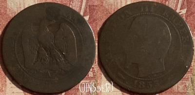 Франция 5 сантимов 1853 A, KM# 777, 103q-127