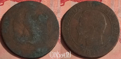 Франция 5 сантимов 1854 года B, KM# 777, 325o-127