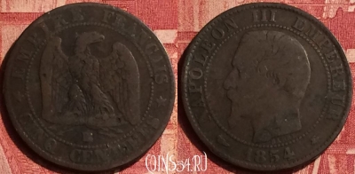 Франция 5 сантимов 1854 года BB, KM# 777, 347o-051