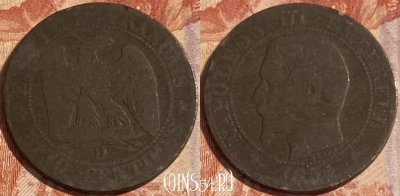 Франция 5 сантимов 1854 D, KM# 777, 498р-069 ♛