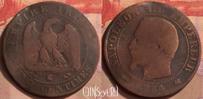 Франция 5 сантимов 1854 года K, KM# 797, 445-038