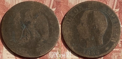 Франция 5 сантимов 1855 года, KM# 777, 272p-138