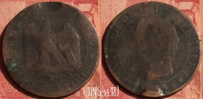 Франция 5 сантимов 1855 года, KM# 777, 383o-018