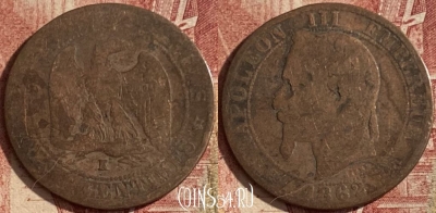 Франция 5 сантимов 1862 K, KM# 797, 099q-074 ♛