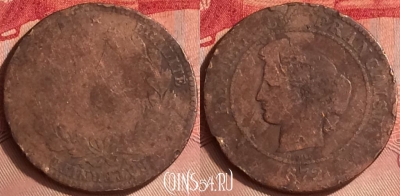 Франция 5 сантимов 1872 года, KM# 821, 328o-051