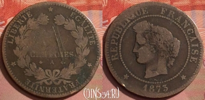 Франция 5 сантимов 1873 года A, KM# 821, 198l-142