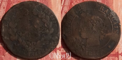 Франция 5 сантимов 1876 года, KM# 821, 340o-035