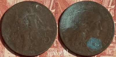 Франция 5 сантимов 1906 года, KM# 842, 234p-128 ♛