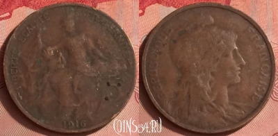 Франция 5 сантимов 1916 года, KM# 842, 329o-095