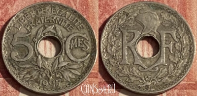 Франция 5 сантимов 1917 года, KM# 865, 419p-032 ♛
