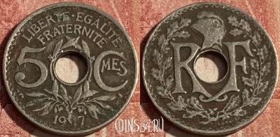 Франция 5 сантимов 1917 года, KM# 865, 435p-066 ♛