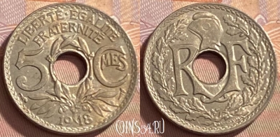 Франция 5 сантимов 1918 года, KM# 865, 218p-072 ♛