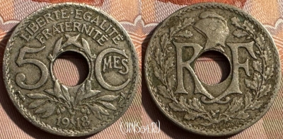 Франция 5 сантимов 1918 года, KM# 865, 332s-002