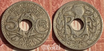 Франция 5 сантимов 1918 года, KM# 865, 419p-028 ♛