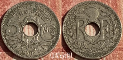 Франция 5 сантимов 1918 года, KM# 865, 419p-078 ♛